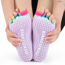 Colorful anti slip fashion open toe yoga socks comfortable sports ankle socks women